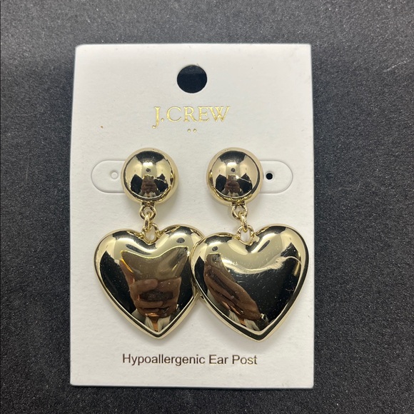 J. Crew Jewelry - 1589 J. Crew Gold Tone Heart Dangle Earrings